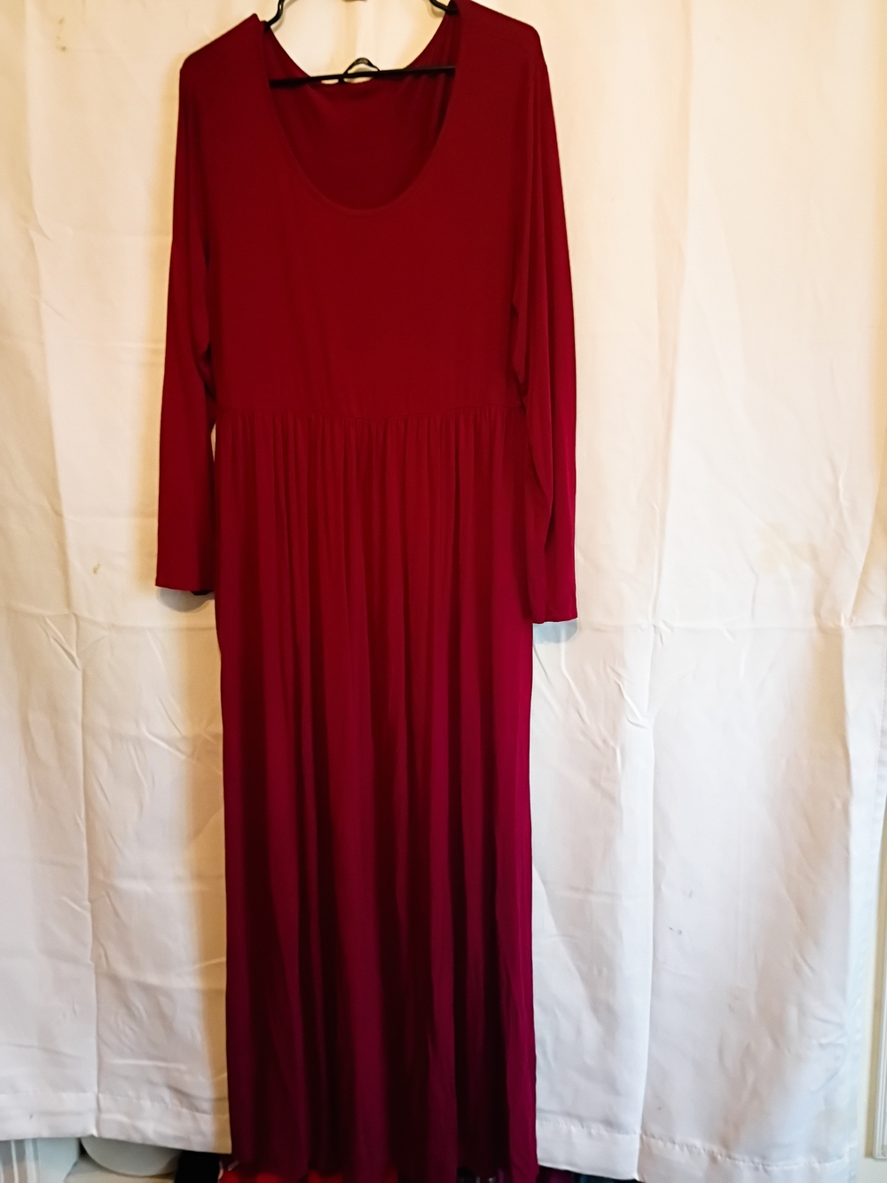 Rags and Couture Burgundy/Red Long-Sleeve Scoop Neck Maxi Dress Size 3xl
